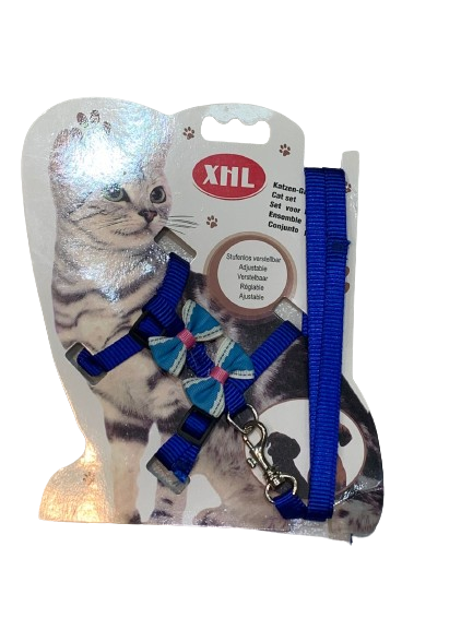 Pechera c/ Correa para Gato con dos moños