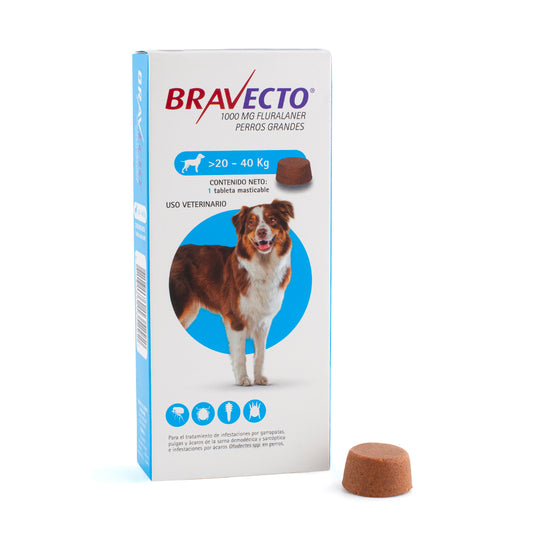 BRAVECTO CHEW 3 MES PARA PERROS 20-40KG | ADIÓS PULGAS Y GARRAPATAS