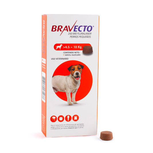 BRAVECTO 3 MESES PARA PERROS 4.5–10 KG | ADIÓS PULGAS Y GARRAPATAS