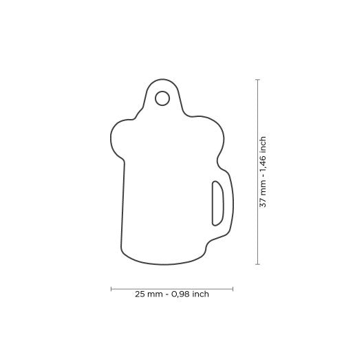 PLACA DE IDENTIFICACION EN FORMA DE CERVEZA