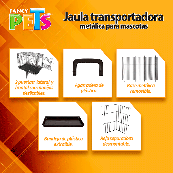 JAULA METALICA PLEGABLE 30IN (76 CM)-2 PUERTAS