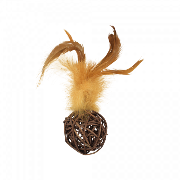 JUGUETE ESFERA DE CATNIP CON PLUMAS