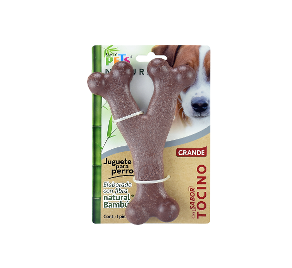 JUGUETE HUESO GDE TRIPLE DE BAMBU SABOR TOCINO