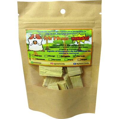 CHIPS DE MADERA DE NARANJO PARA PEQUEÑOS MAMIFEROS 10PZ
