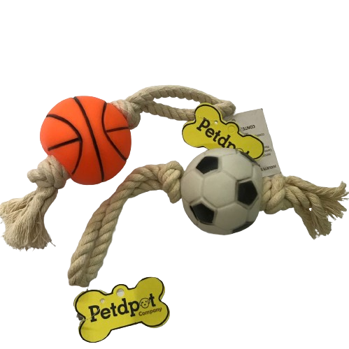JALATERA CON CUERDA Y PELOTA P/PERRO