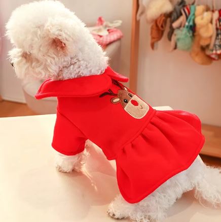 VESTIDO DE NAVIDAD CON BORDADO DE RENO