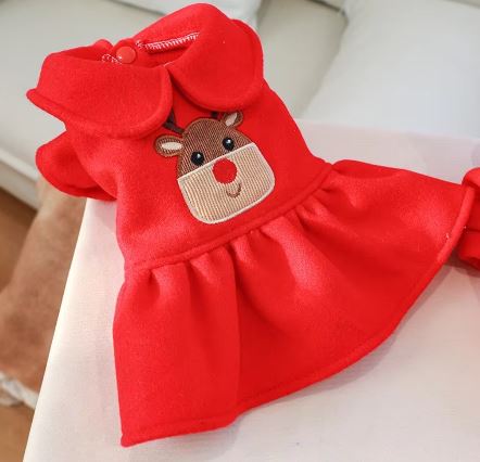 VESTIDO DE NAVIDAD CON BORDADO DE RENO
