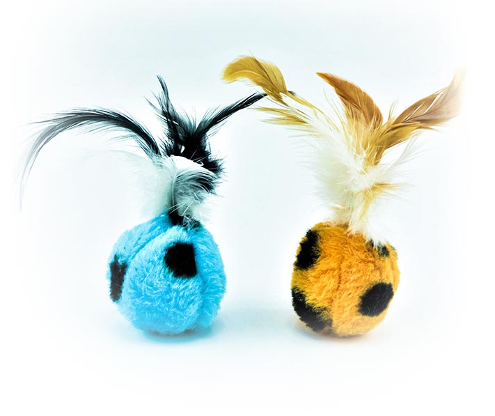JUGUETE P/GATOS PAWFFY PELUCHE CON PLUMAS 2PZS