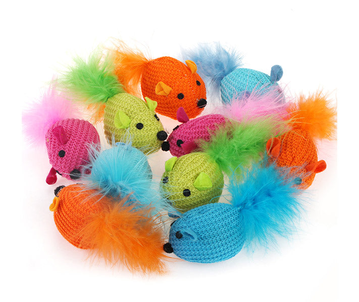 JUG P/GATO RATON TELA C/PLUMAS 1PZ