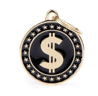 PLACA CIRCULAR CON SIGNO DE DOLAR