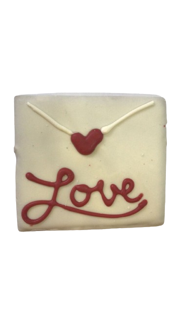 Galleta con forma de carta temática San Valentín