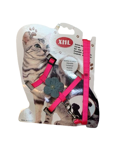 Pechera c/ Correa para Gato con Flor