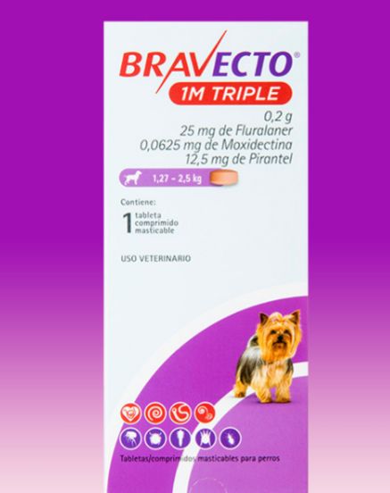 BRAVECTO TRIPLE 1 MES 1.27-2.5 KG