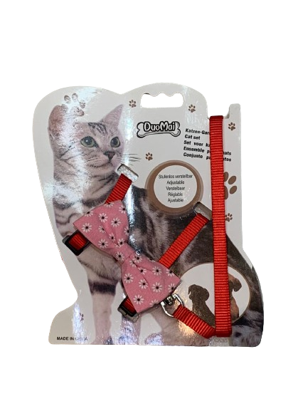 Pechera c/ Correa para Gato con un moño