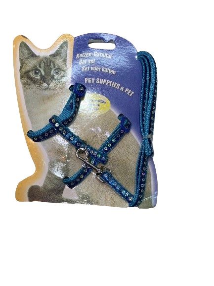 Pechera c/ Correa para Gato con Brillos