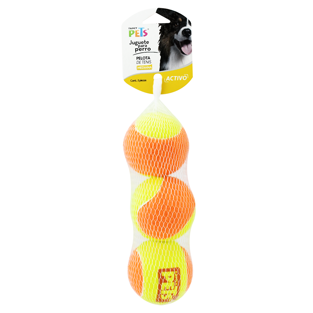 JUGUETE PELOTA MED TENIS BICOLOR 3 PZS