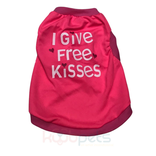 PLAYERA PARA MASCOTA ESTAMPADO FREE KISSES