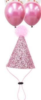 GORRO DE CUMPLEAÑOS PARA PERRO EN ROSA Y AZUL