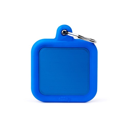 PLACA DE IDENTIFICACION CUADRADA CON GOMA PROTECTORA PARA MASCOTAS