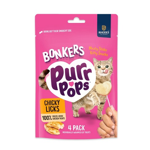 BONKERS PURR POPS  PALETAS PARA GATO SABOR POLLO PAQ CON 4 PIEZAS