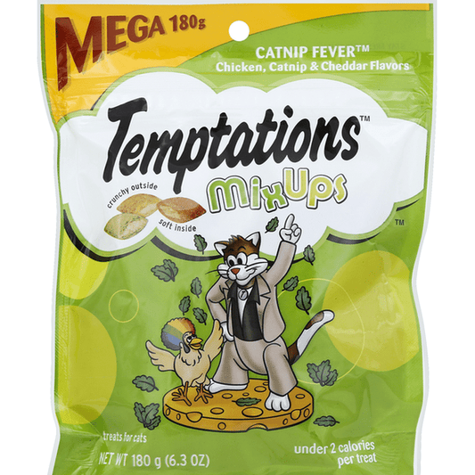 PREMIOS PARA GATO TEMPTATIONS MIX UPS POLLO, CATNIP Y QUESO 180G