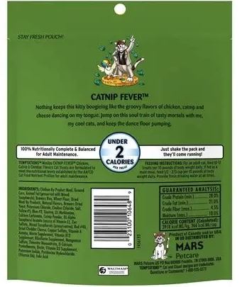 PREMIOS PARA GATO TEMPTATIONS MIX UPS POLLO, CATNIP Y QUESO 180G