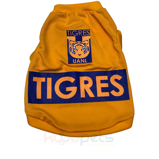 PLAYERA PARA MASCOTA EQUIPO DE FUTBOL TIGRES