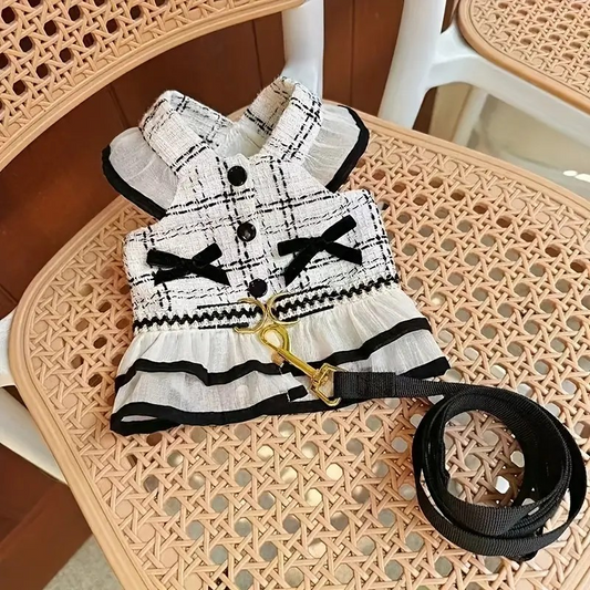 VESTIDO BLANCO CON NEGRO CORREA DE REGALO