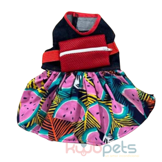 VESTIDO C/MOCHILA PARA PERRO ESTAMPADO SANDIA