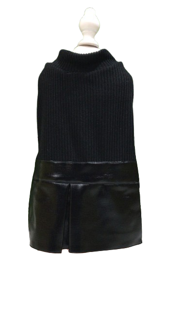 VESTIDO OLANES CON COLLAR Y VINIPIEL