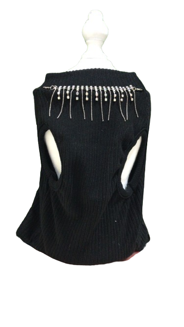 VESTIDO OLANES CON COLLAR Y VINIPIEL