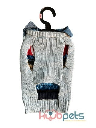 SUETER TEJIDO GRIS CON ESTAMPADO DE RENO