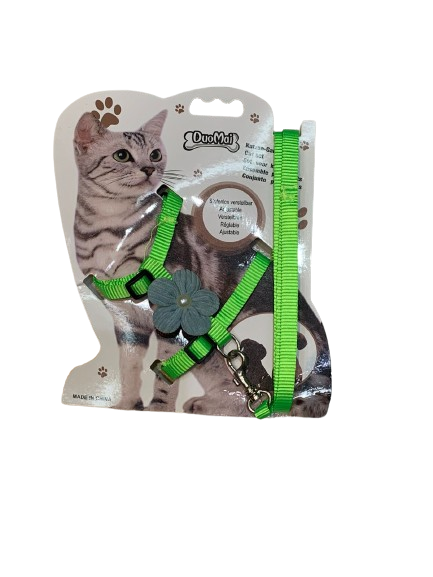 Pechera c/ Correa para Gato con Flor
