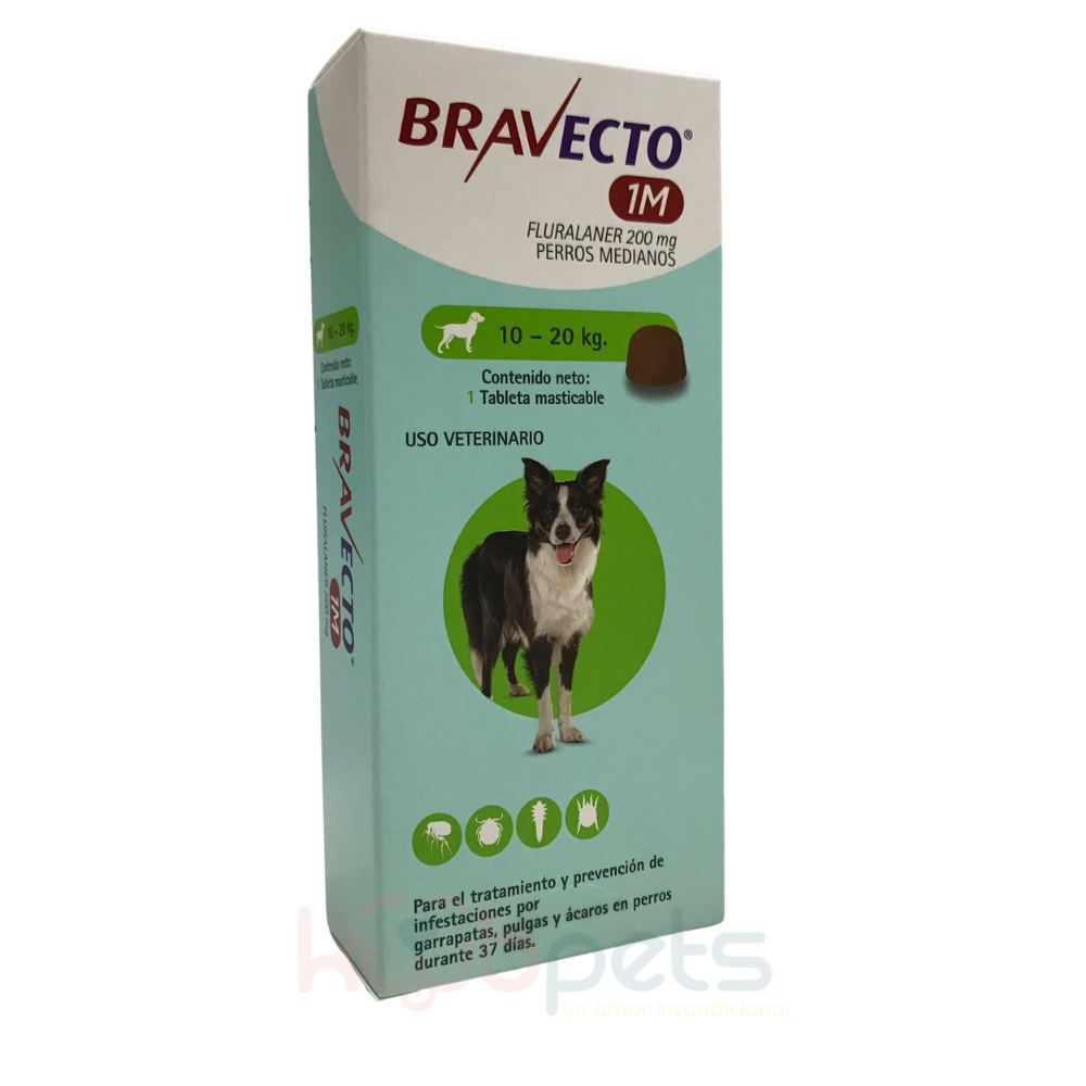 BRAVECTO CHEW TABLETA MASTICABLE PARA PERRO 10 A 20KG