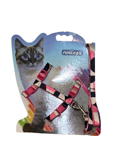 Pechera c/ Correa para Gato Multicolor Talla Chica