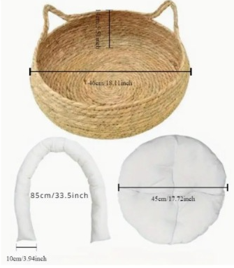 CAMA DE RATTAN FORMA DE GATO NUEVA 43 CMS DIAMETRO