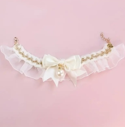 COLLAR PARA PERRO CON ENCAJE COLOR BLANCO