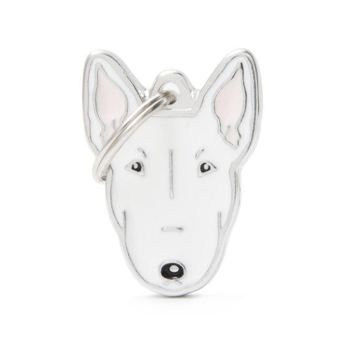 PLACA DE IDENTIFICACION BULL TERRIER BLANCO/NEGRO
