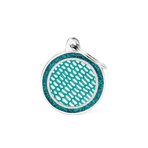 PLACA DE IDENTIFICACION CIRCULO MEDIANO SAINT TROPEZ TURQUESA CON BRILLANTINA
